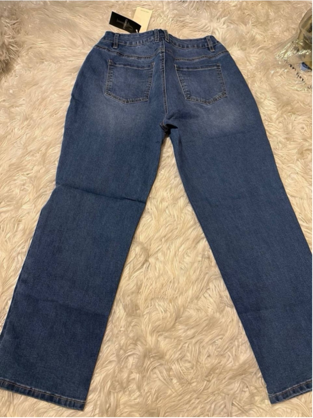 Flamingals Seaming Detail Mid Waist Straight Leg Crop Jeans L - Picture 2 of 4